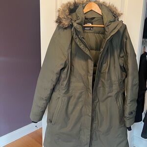 The North Face Women's Green Parka with Fur Hood